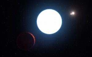 Exoplanéta v trojhviezdnom systéme v predstave umelca, foto ESO
