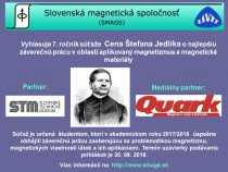 Vyhlásenie súťaže o „Cenu Štefana Jedlíka“ za najlepšiu záverečnú prácu v odbore aplikovaný magnetizmus a magnetické materiály.