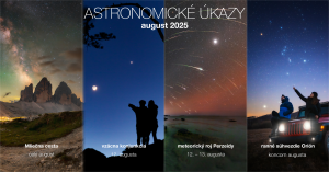 Koláž astronomických úkazov v auguste 2025