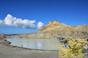 Skala zo síry na jazierkom