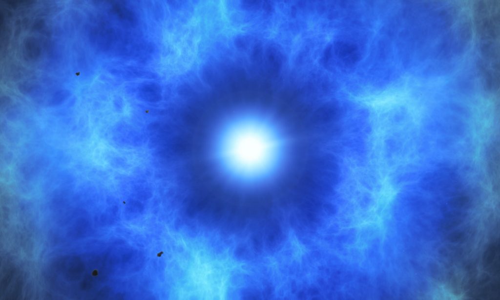 Umelecké zobrazenie pozostatku supernovy