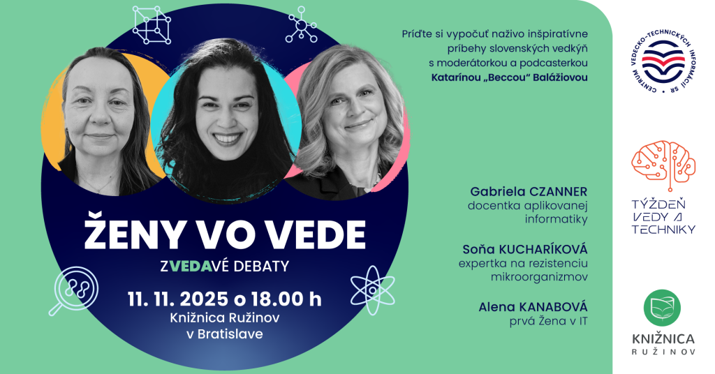 Banner podujatia Zvedavé debaty Ženy vo vede