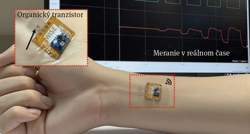 Organický tranzistor a jeho poloha v ruke