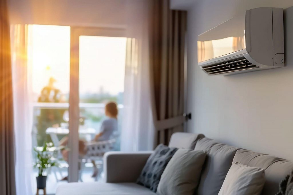 Klimatizácia v byte s odrazom vychádzajúceho slnka