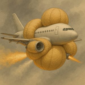 Lietadlo s nafúknutými airbagmi okolo trupu