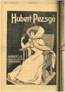 Reklama na šumivé víno s dámou v dobových šatách