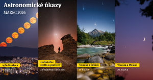 Koláž astronomických úkazov v mesiaci marec 2026