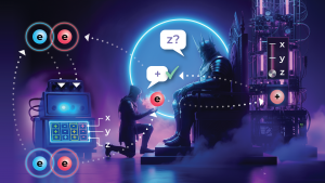 Ilustrácia zobrazuje osobu kľačiacu pred druhou kráľom sediacim na tróne