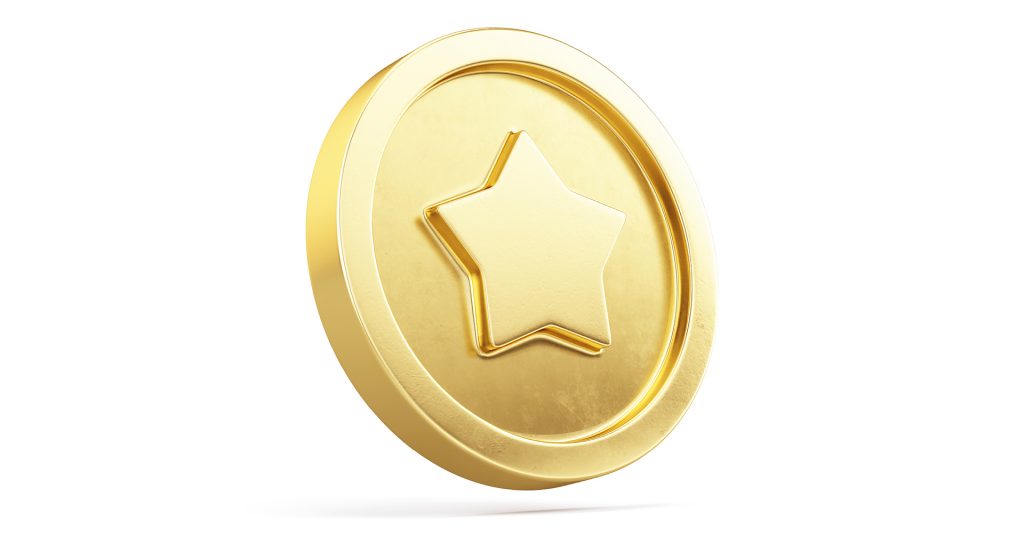 Zlatá minca s hviezdou