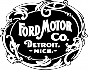 Prvé logo automobilky Ford s názvom a pôvodom značky