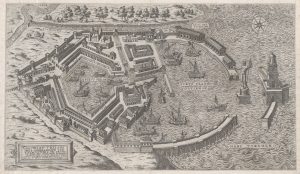 Historický prístav na ilustrácii z vtáčej perspektívy