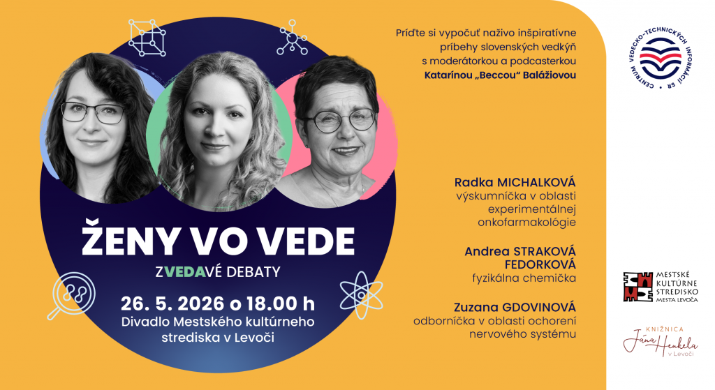Vizuál k podujatiu Ženy vo vede: Zvedavé debaty v Levoči