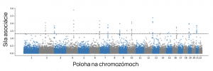 Graf zobrazuje miesta v DNA, ktoré sú spojené s výskumom fenotypu