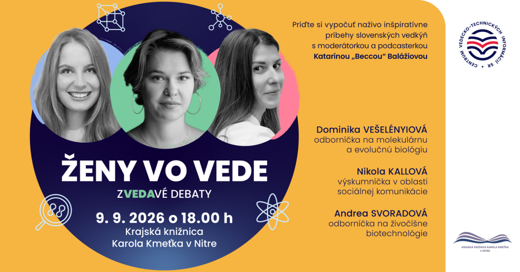 Vizuál podujatia Ženy vo vede – Zvedavé debaty v Nitre
