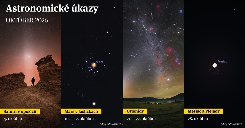 Koláž astronomických úkazov v mesiaci október 2026