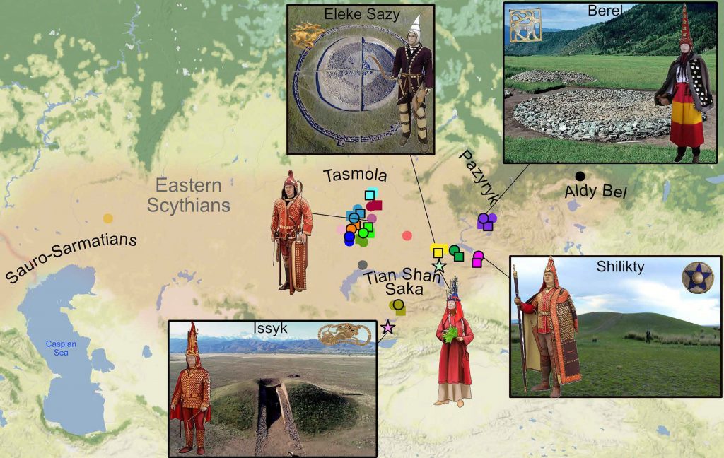 Mapa s najznámejšími archeologickými lokalitami Skýtov