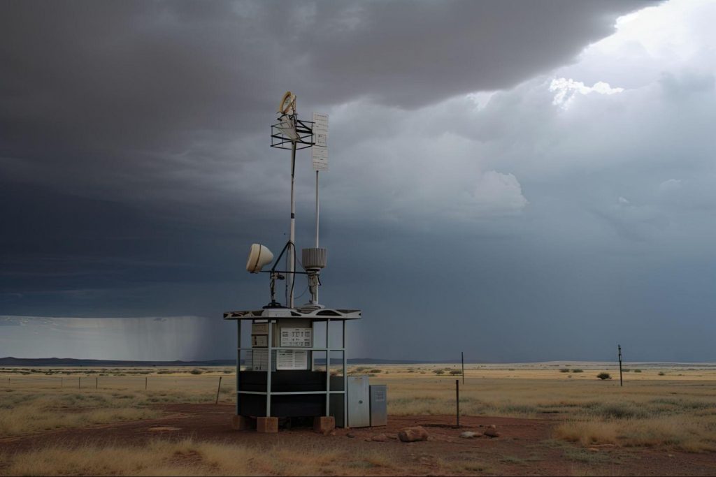 Meteorologická stanica pod búrkovými oblakmi