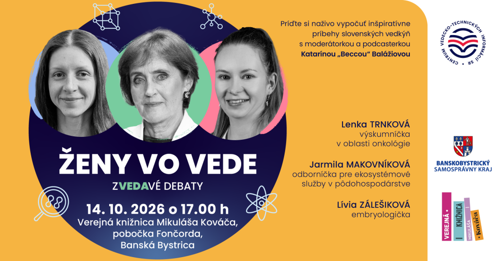 Vizuál podujatia Zvedavé debaty – Ženy vo vede v Banskej Bystrici