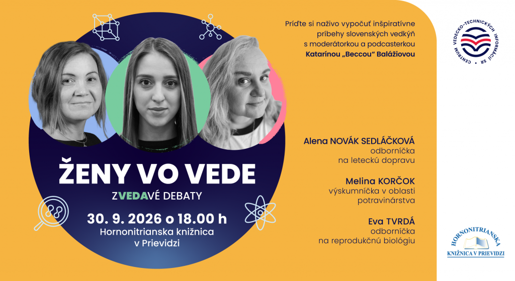 Vizuál podujatia Zvedavé debaty – Ženy vo vede v Prievidzi